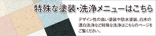 デザイン性の高い塗装や防水塗装、白木の漂白洗浄など特殊な洗浄はこちらのページをご覧ください。